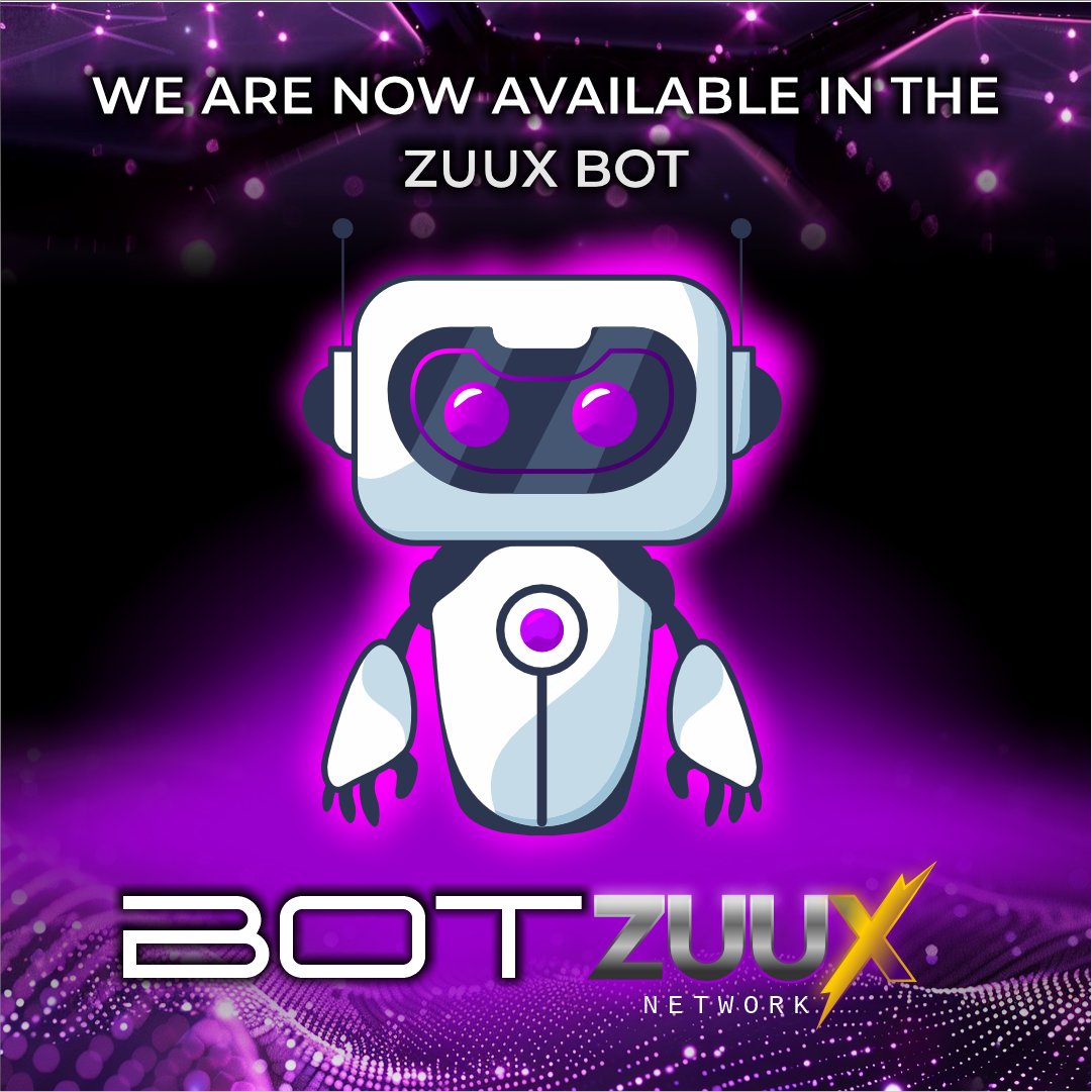We are now available on the Zuux Bot! 🤖✨

Explore all the features of Zuux Network directly from the bot.
✔️ Check information.
✔️ Manage your assets.
✔️ Participate in our community.

Everything at your fingertips, easy and fast! 🚀💜

t.me/zuux_chain_bot…