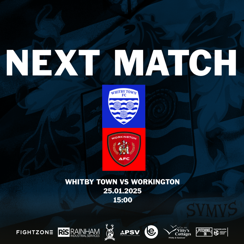 WhitbyTownFC's tweet photo. Back in action at the @TowbarExpress Stadium this weekend 💪

🔜 @WorkingtonAFC