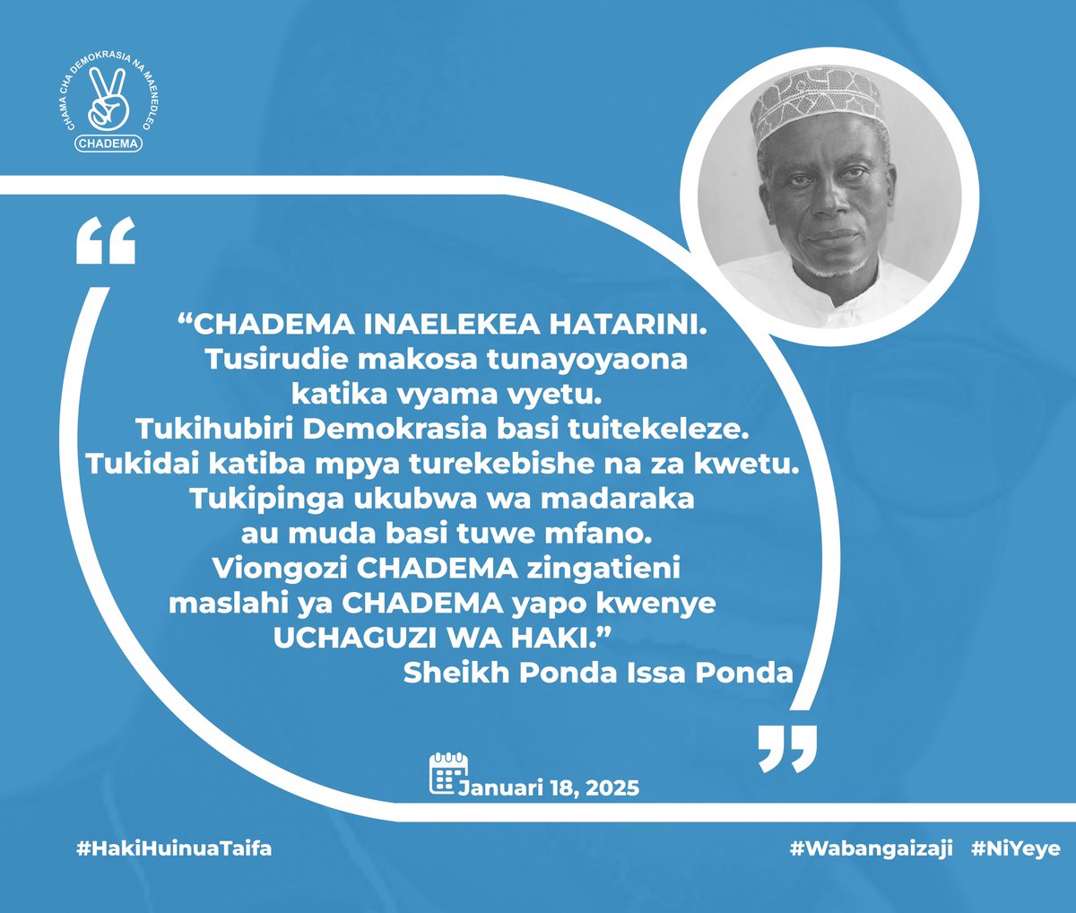 Liberatus80's tweet photo. #NiYeye #HakiHuinuaTaifa #M4C #NguvuYaUmma 

Thank you Shekhe Ponda! https://t.co/ANtwY7Dn3S