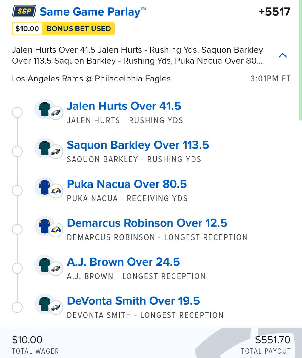 bet_philly's tweet photo. 🚨 NFL Divisional Round
Sunday 🏈 🚨
Profit boosted parlay for both games + an Eagles/Rams SGP. Play ur faves solo, make ur own or tail. Bet responsibly.
Fly, Eagles fly!! 🦅
#gamblingX #nflprops #nflparlay #footballprops #footballparlay #fanduel #profitboost
#samegameparlay https://t.co/QX76E5DAgS