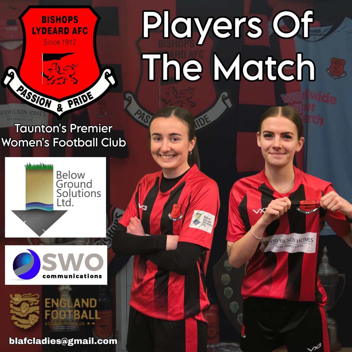 LydeardLadiesFC's tweet photo. 🔴⚫️ Player of the Match ⚫️🔴

Not one but two today! We could not choose between this pair!
Fantastic performance by the team today. Taking lots of positives into next week 👊🏻 

#ALLORNOTHING https://t.co/HNpTWWGHTn