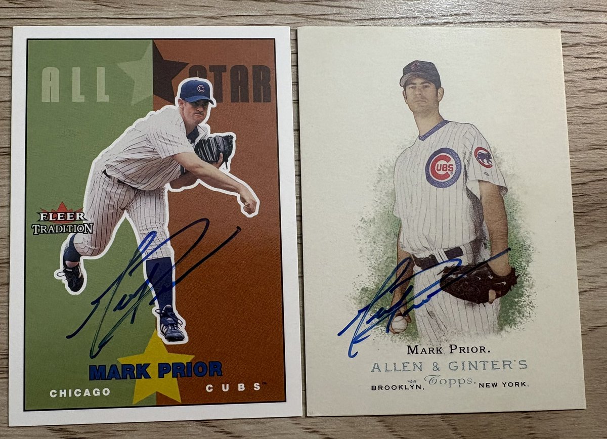 mjs80377's tweet image. Thanks to former @Cubs &amp;amp; Current @Dodgers Pitching Coach Mark Prior for signing my cards #Topps #Fleer #AllenandGinter #BaseballCards #Hobby #TTMSuccess #Autographs #Collect #TTMSuccess #TTM #Dodgers #YouHaveToSeeIt #LAStrong