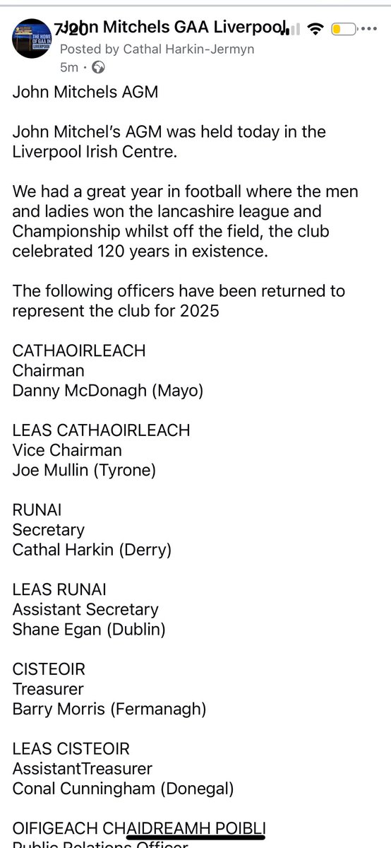 John Mitchels GAA Liverpool tweet media