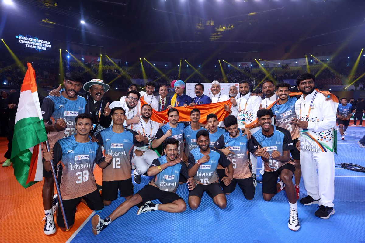 Today’s a great day for Indian Kho Kho. 

Incredibly proud of Indian Men's Kho Kho team for winning the Kho Kho World Cup title. Their grit and dedication is commendable. This win will contribute to further popularising Kho Kho among the youth.