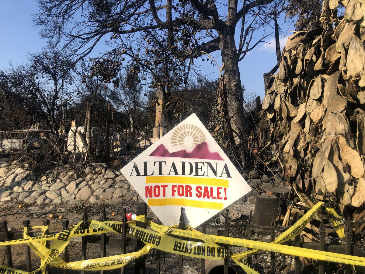 AltaNot4Sale's tweet photo. We want to help the under-and non-insured in Altadena so they don't give in to developers' low-ball deals to kick them out!  We're raising money by selling these yard signs, designed by local Altadena screen printer who lost her home and business! https://t.co/Yvg0tgZjpZ