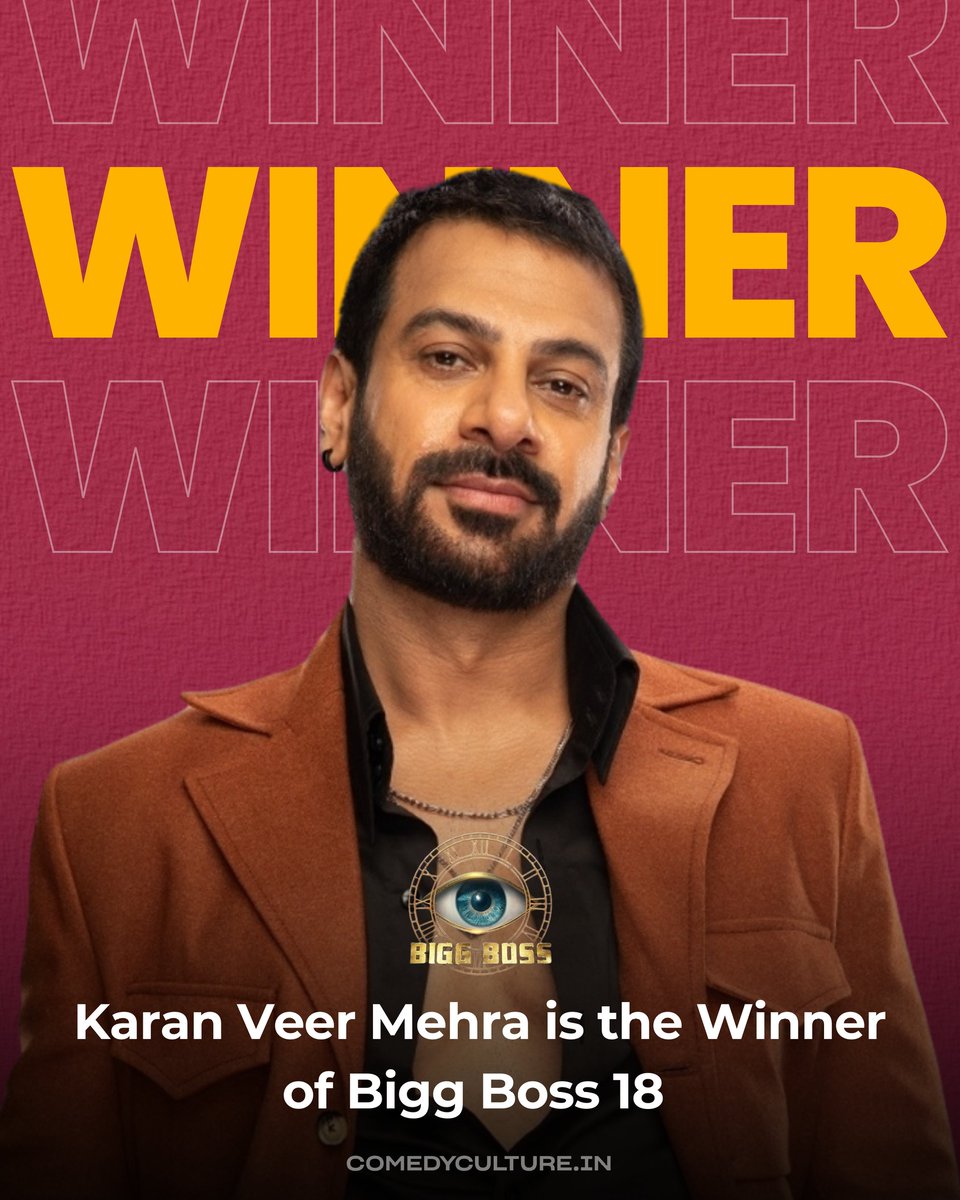 ComedycultureIn's tweet photo. Congratulations KVM

BB FIXED WINNER SHOW, #RajatDalal #RajatDalal𓃵 #VivianDsena #BiggBoss #BiggBoss18 https://t.co/a9y6n9AEZ3