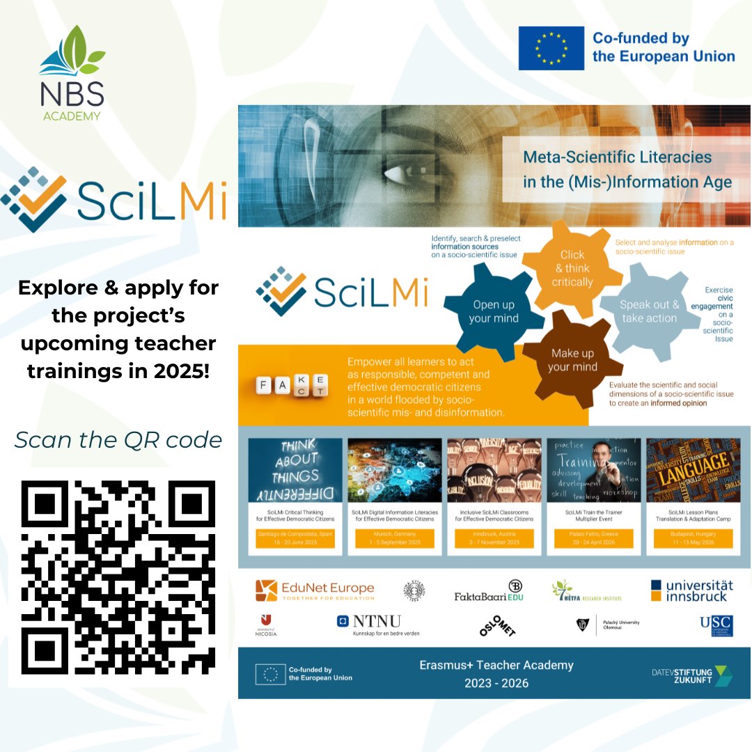 NBS Academy (@nbs_academy) on Twitter photo Calling all secondary school teachers to take 15 minutes & complete the online survey of the <a href="/Erasmus_SciLMi/">Erasmus+ SciLMi</a> project, aiming at identifying school secondary teachers’ needs on teaching socio-scientific issues across all subjects. More info on our website 👇shorturl.at/bEVPl Calling all secondary school teachers to take 15 minutes & complete the online survey of the <a href="/Erasmus_SciLMi/">Erasmus+ SciLMi</a> project, aiming at identifying school secondary teachers’ needs on teaching socio-scientific issues across all subjects. More info on our website 👇shorturl.at/bEVPl