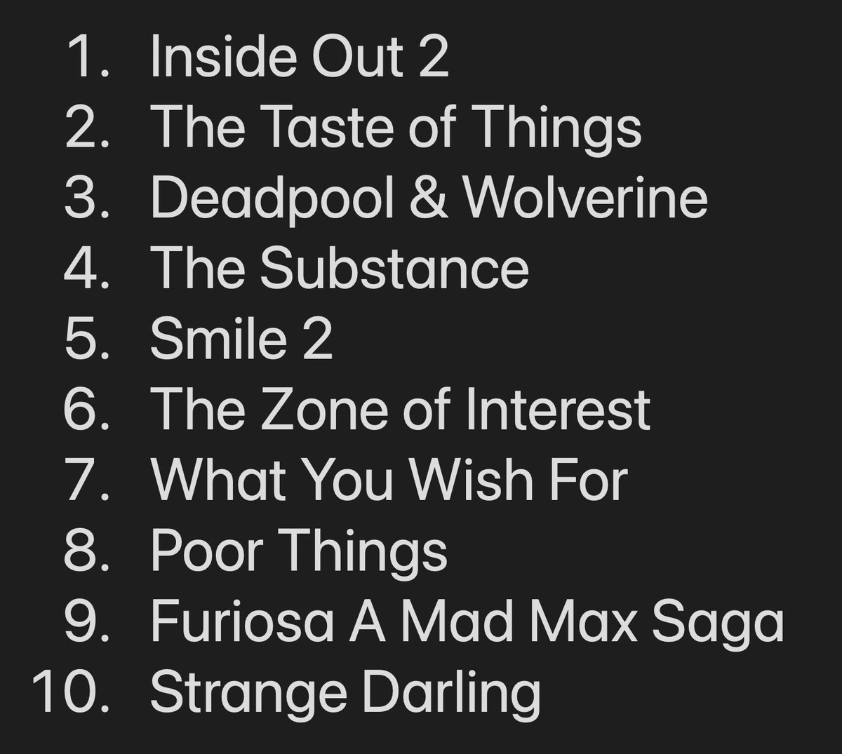 RobBoudon's tweet image. I thought... I watch a lot of movies, why not just rank all of them for the past year. So, I did that. Every movie that I watched in 2024 ranked from favorite to least favorite. Not best to worse, but my personal favorites. 😊 What do you think? Do you agree?