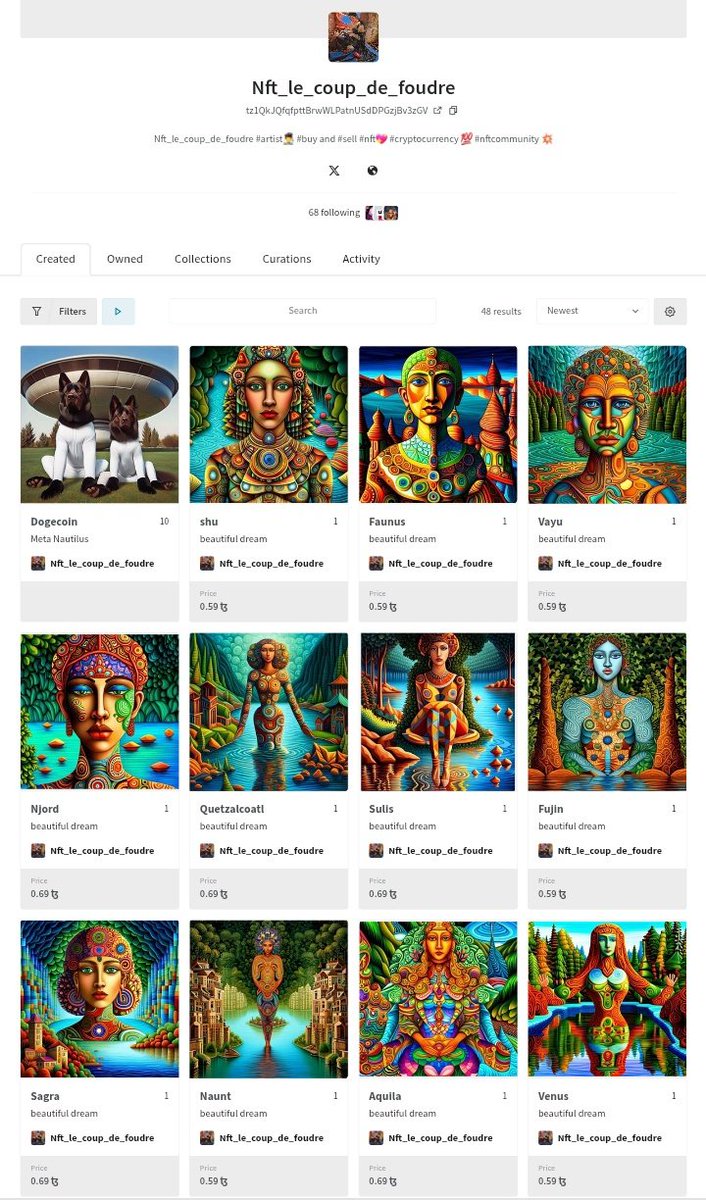 Are you an #artist or a #collector?  Are you looking for different handmade #paintings?   
🛒Floor: 0.59 tez.   
💎Unique and beautiful.  

Please check nft le coup de foudre exclusives here.⤵️⤵️⤵️

objkt.com/users/tz1QkJQf…
$SOL $trump 
#SOL #Solana #NFTs #NFTCommunity #TezosArts