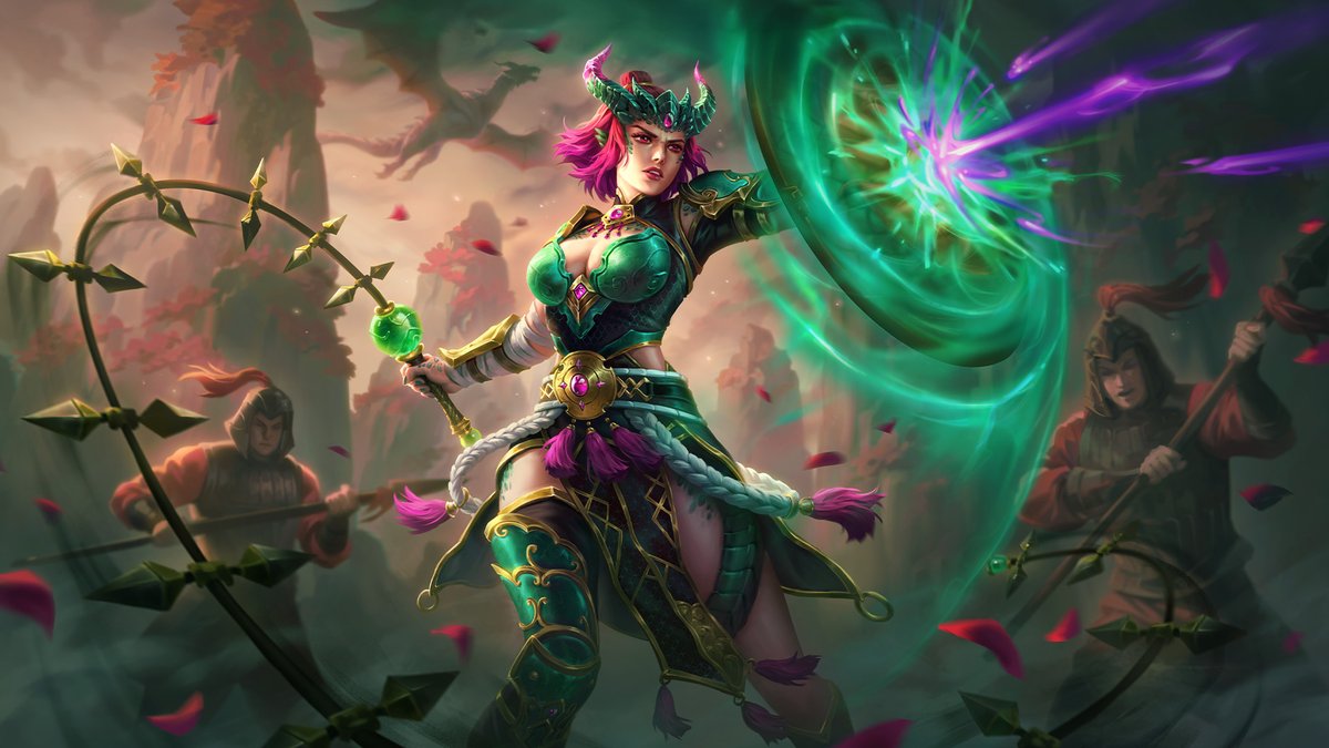 SMITEGame's tweet photo. As we prepare to crown our very first SMITE 2 Champions, let's celebrate the victors of our last SMITE 1 World Championship!

Earn the Jade Dragons Bellona Skin in SMITE 2 via Twitch Drops by watching any stream in the category for 4 hours today! https://t.co/r3uASwuFIp