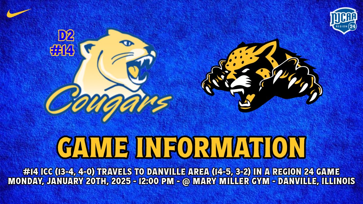 After a six game homestand, the Cougars hit the road tomorrow to continue Region 24 play by taking on the Danville Area Jaguars.

If you can’t make the trip over, check this link (liinks.co/icc_cougarswbb) to see how you can watch or listen to the game! 

#WINTHEDAY