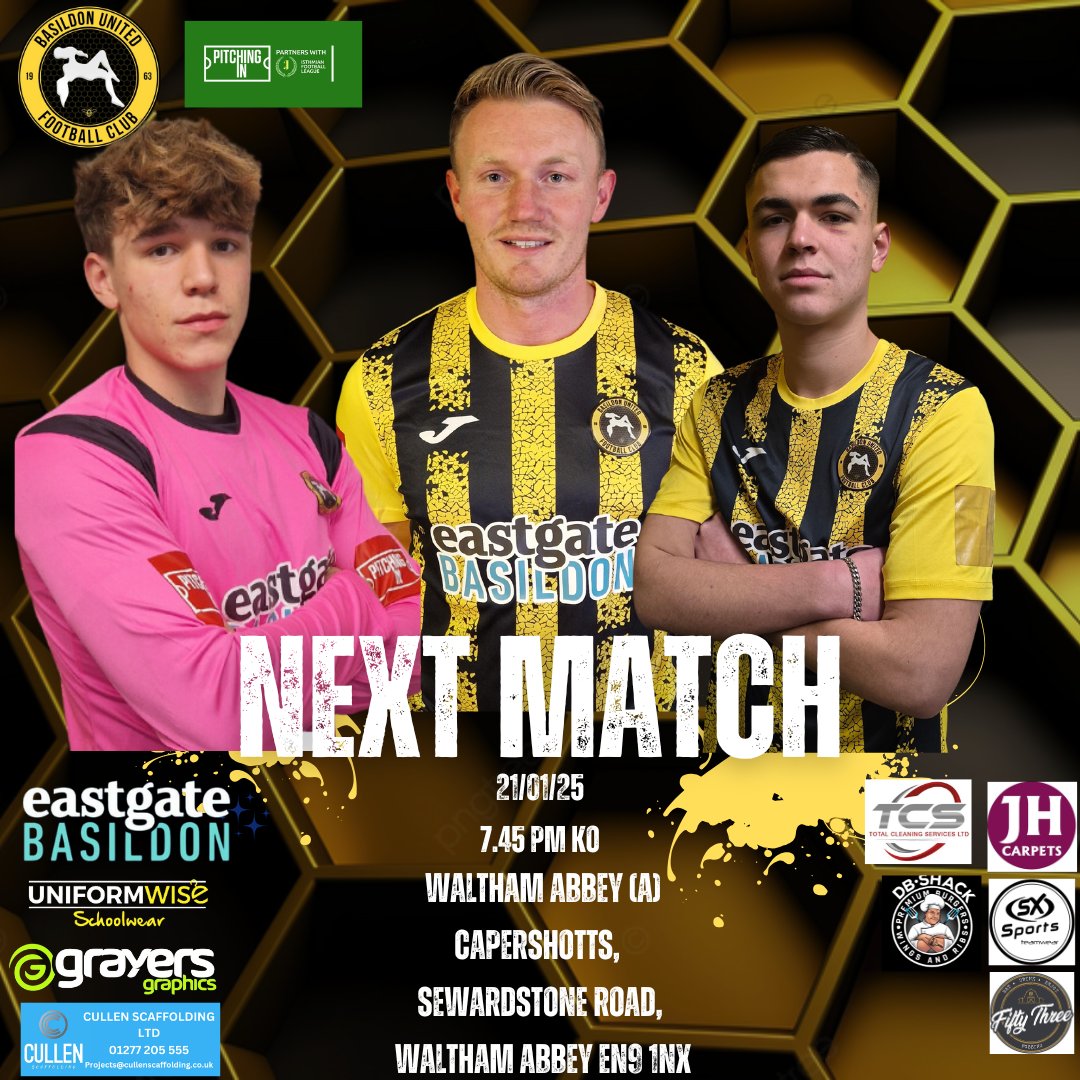 Up next for The Bee's see's us travel to the inform team Waltham Abbey this Tuesday with a 7.45pm KO, we will be looking to bounce back from Saturdays loss. So hope you can join us to cheer on The Bee's 🐝🟡⚫️