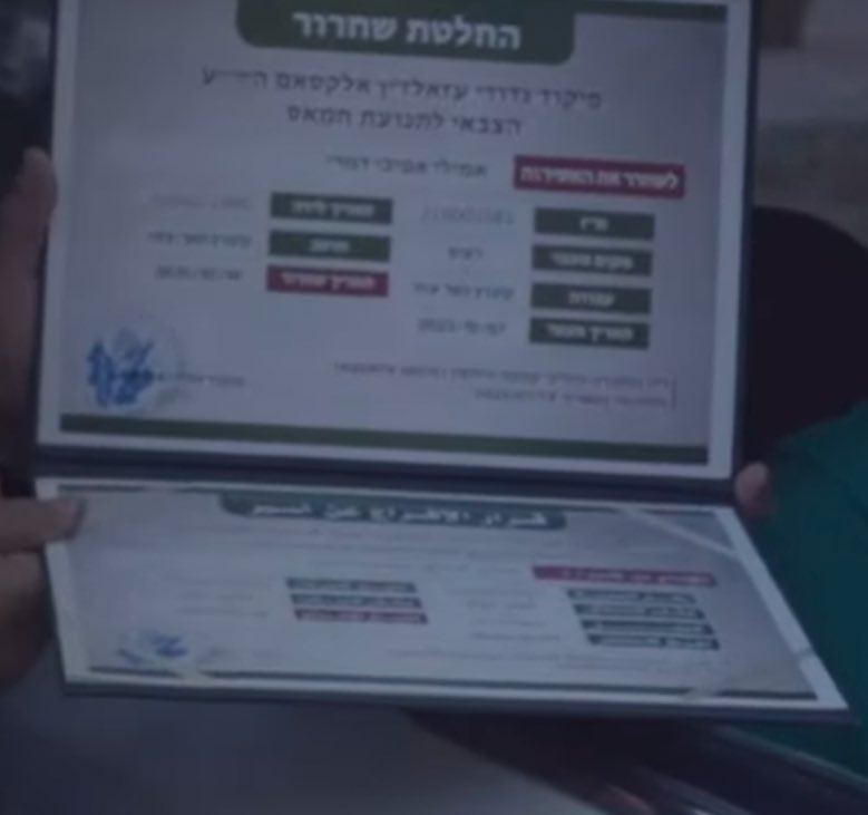 SuAlassa's tweet photo. "قرار الإفراج"
لهذه الورقة وقع كبير في نفوس الأسرى الفلسطينيين على مدى سنوات طويلة؛ ينتظر الأسير شهورا وسنوات للحصول على ورقة من بضعة سطور بالعبرية عنوانها "قرار إفراج"
تهتم المقاومة بالتفاصيل وتسلم الأسرى الإسرائيليين "قرار الإفراج".. قرار من المقاومة https://t.co/9R9clbUPJo
