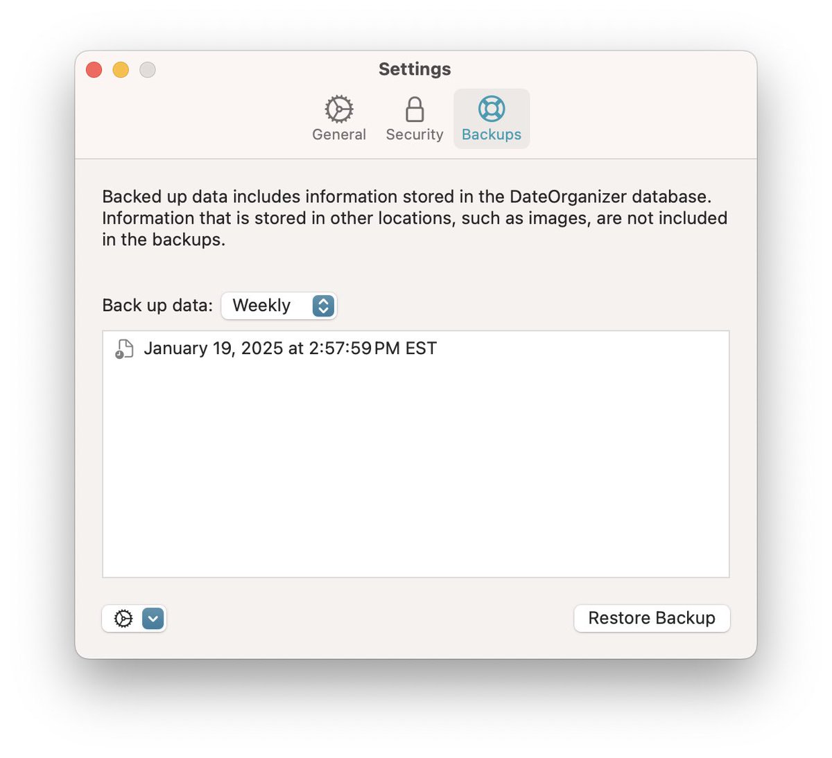 bayhoff's tweet image. DataOrganizer will have a local backup feature. This feature exists as a contingency plan should something happen iCloud-wise. Developers of other apps have expressed concerns in the past so it just made sense to have a fallback.
#BuildInPublic #MacDev #macOSDev #AppDev
