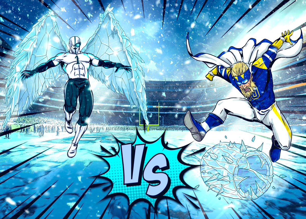 Potential ice game at the Linc! Eagle Eye (Inspired by Jalen Hurts) vs. Barreler (Inspired by Cooper Kupp) find these heroes and more at play.bobattlearena.com and Blokpax.com!