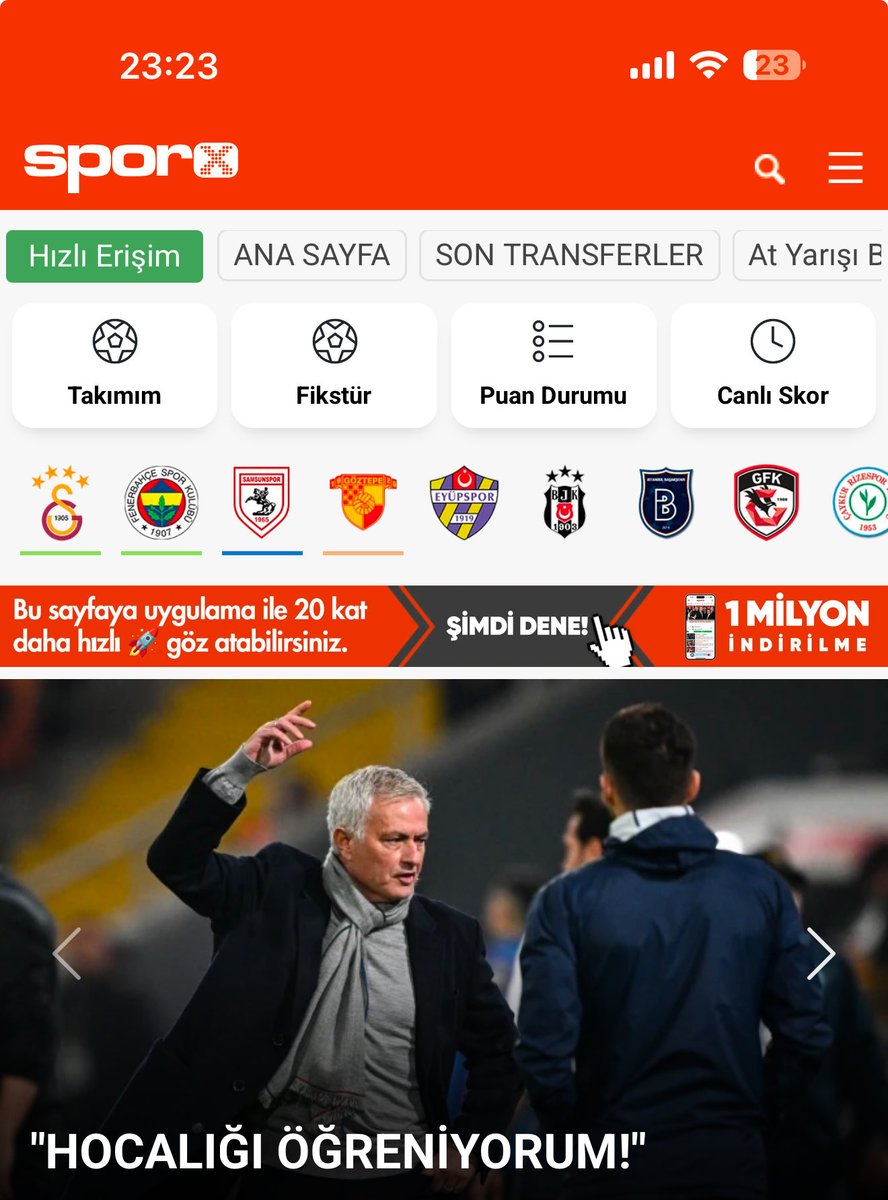 Ukala, soytarı #mourinho, lig sonuncusunu ve 10 kişi kalan rakibini yendin diye büyüklenmen seni hoca etmiyor… 6 aydır futbol mu oynattın. İlk yarı Adana demir fb den daha iyi futbol oynadı…