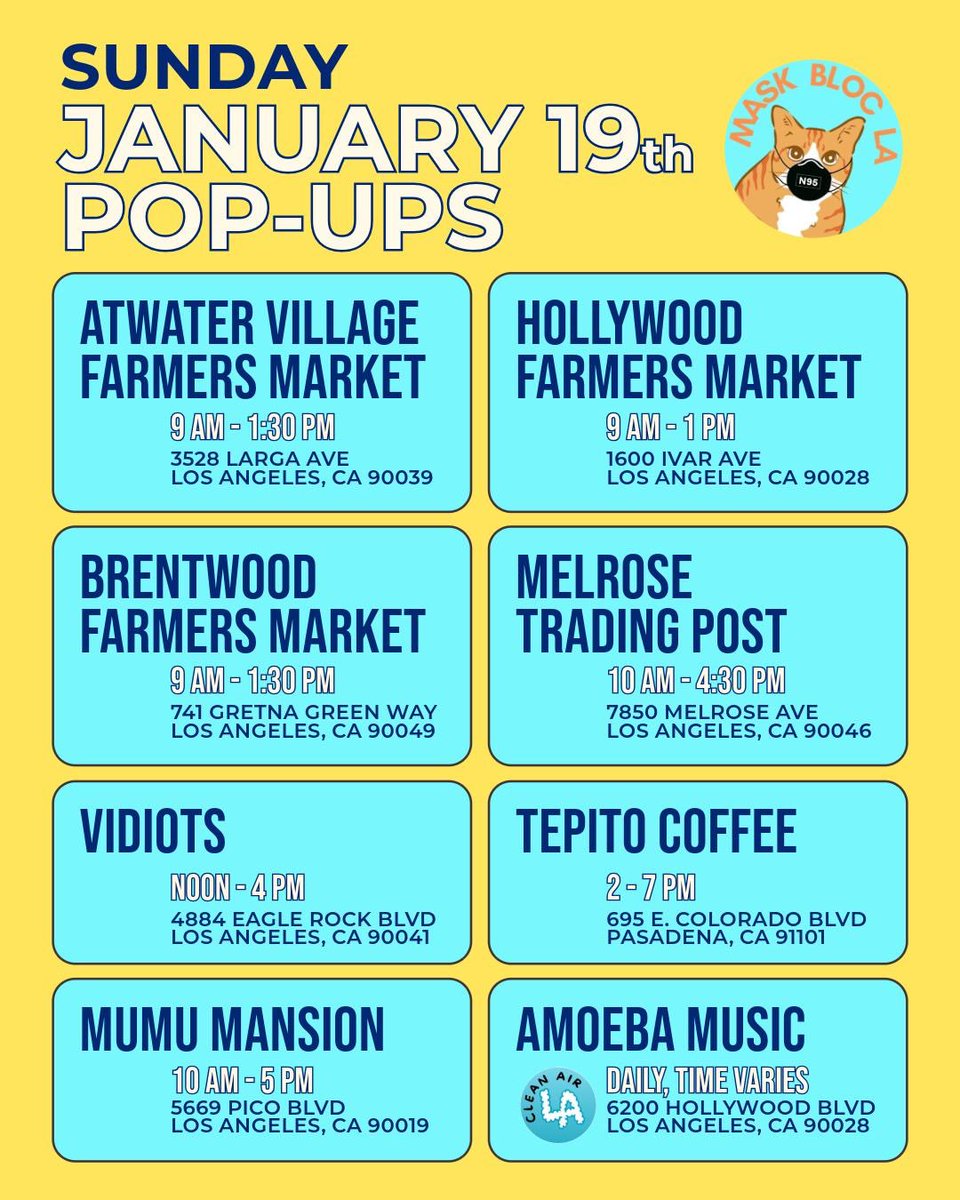 We’re getting masks on faces all over town today! Sorry for getting this up after some of these pop-ups began— thankfully there’s still plenty of time to find us in person! 😷👋