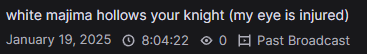 britishgorilla's tweet photo. so yeah, about that. definitely went on way longer than i expected to, but hollow knight is absolutely fantastic. tonights stream will be moved to tomorrow at 2am cst on the account that i literally cannot stop playing this game. https://t.co/LplB2lnx5M