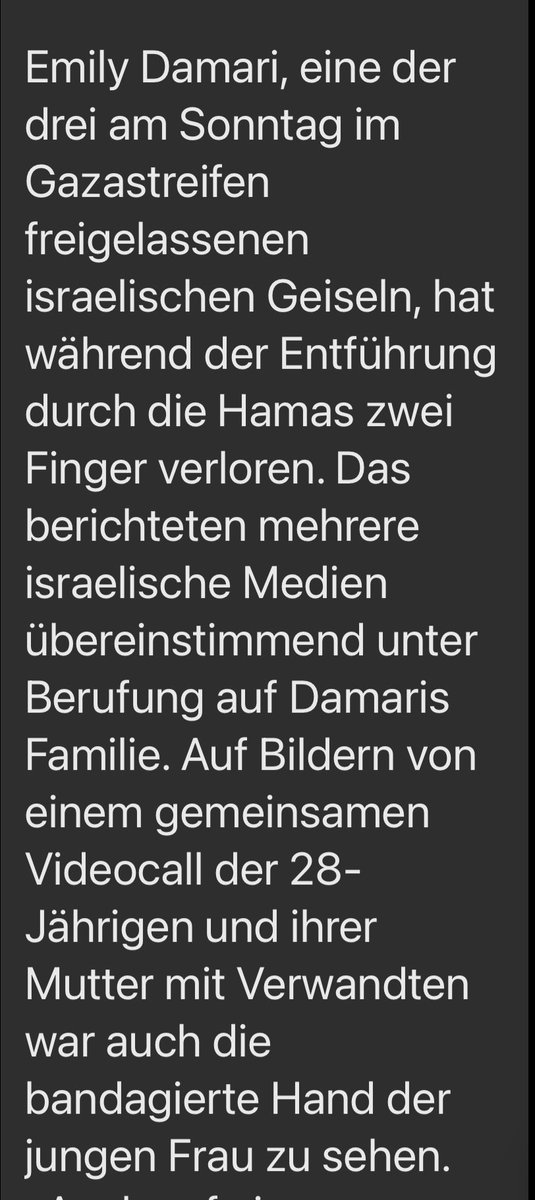 Kosak_Daniel's tweet photo. Die Frau hat nicht „zwei Finger verloren“. Sie wurde von Terroristen als Geisel genommen und verstümmelt. Das sollte man genau so benennen. https://t.co/xrjwstUBDL