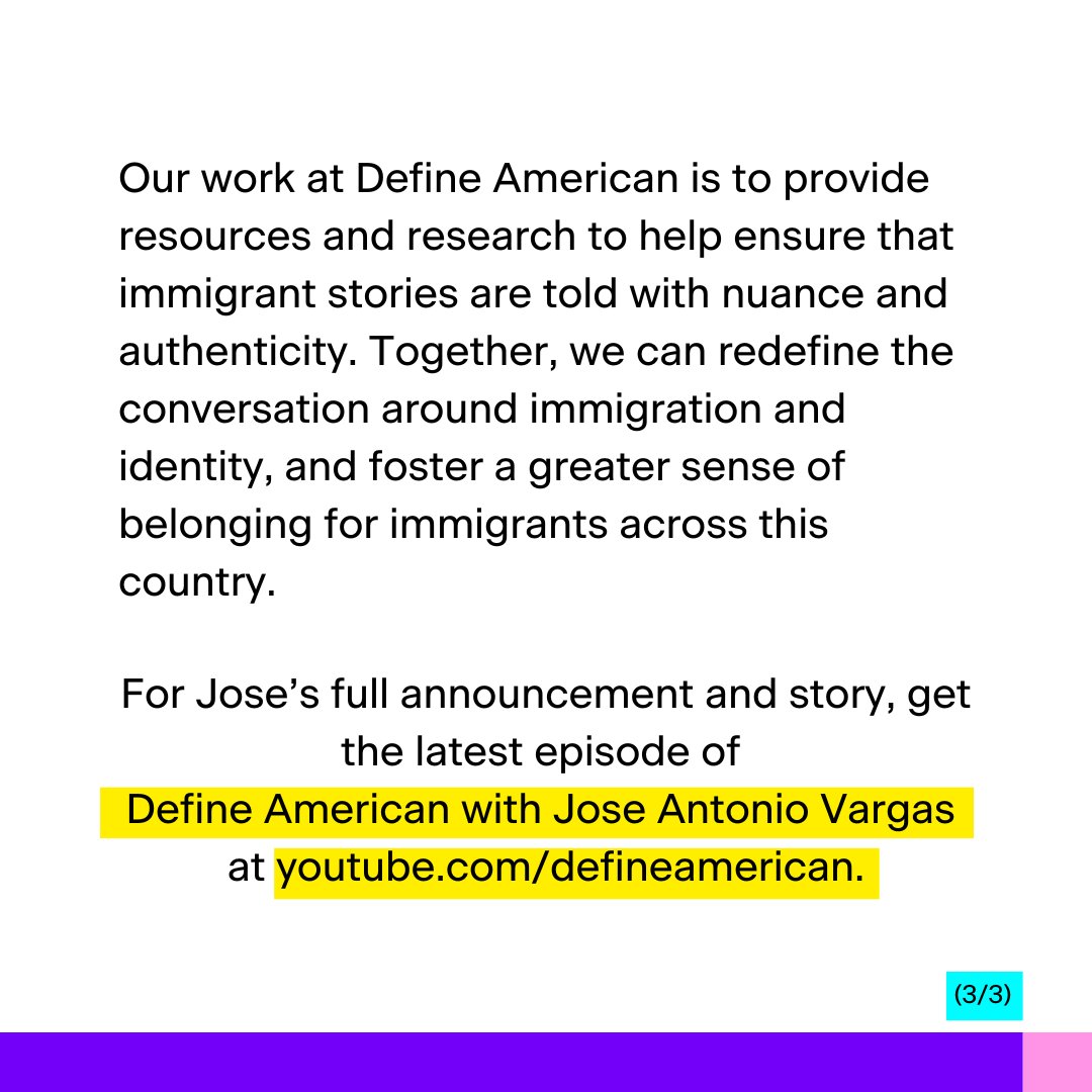 DefineAmerican's tweet photo. Define American applauds the decision to grant our Founder and President, @joseiswriting, an #Ovisa. 

For Jose’s full announcement and story, find the latest episode of Define American with Jose Antonio Vargas at https://t.co/7qpCmos8Aj. 

#immigration #immigrantstories https://t.co/d4k3iIWt0r