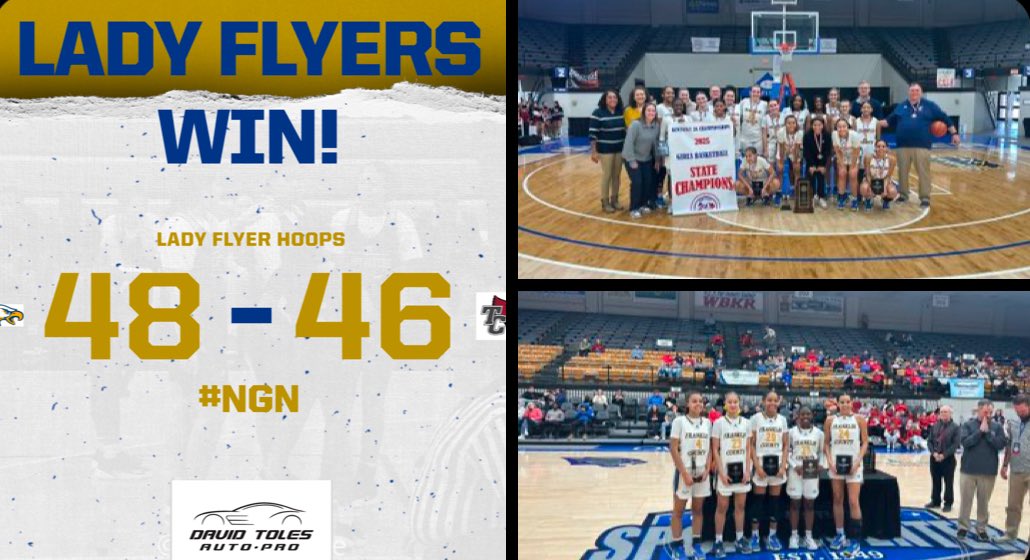 The Lady Flyers are your 2025 2A State Champions with a hard fought battle over Taylor Co. 48-46!! Huge congrats to the Lady Flyers!