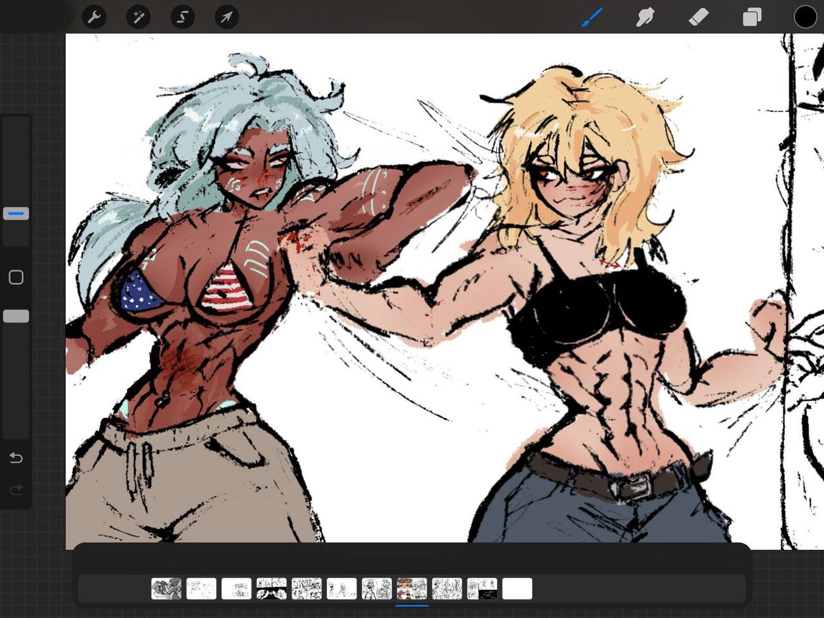 FiveSeven87's tweet photo. my moms
twitter thinks im a bot🥲 
#sketchart #musclemommies #ocart https://t.co/oJVMegS3tB