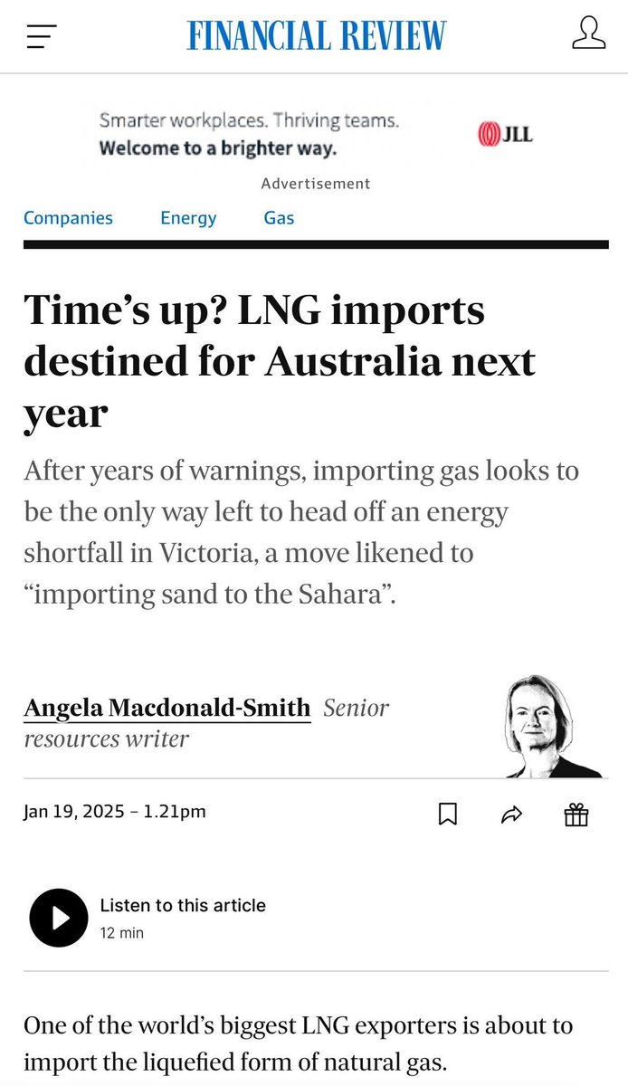 Not only do we basically give our gas away for free, we don’t even keep enough for our own use 🤯

It’s just inconceivable that 🇦🇺 as one of the biggest LNG exporters will now start importing. 

The major parties have failed us.

afr.com/companies/ener…