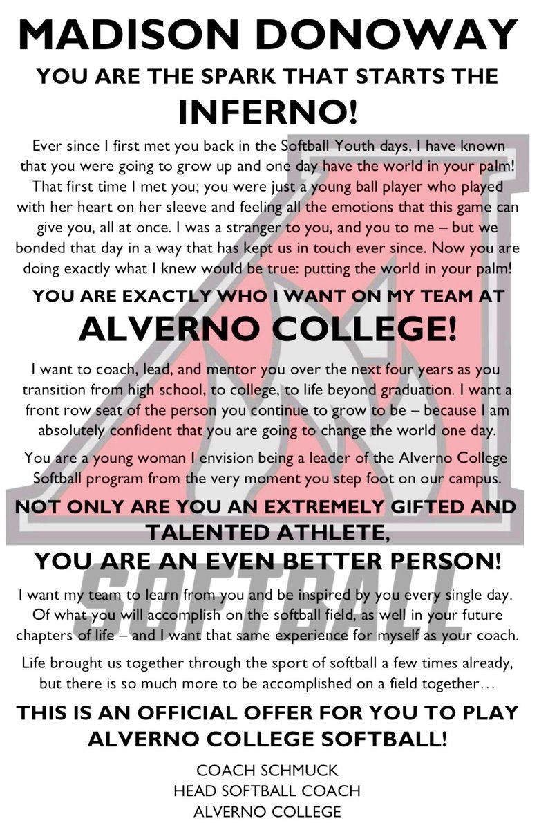 Madison Donoway2026 (@_maddie_donoway) on Twitter photo Thank you <a href="/CoachSchmuck/">Matthew Schmuck</a> <a href="/alvernosb/">Alverno Softball</a> for this offer! Cant wait to check the school out! #blessed <a href="/KareemOtey/">Kareem FalcΓ³n Otey</a> <a href="/Nextlevelhit/">Next Level Hitting</a> Thank you <a href="/CoachSchmuck/">Matthew Schmuck</a> <a href="/alvernosb/">Alverno Softball</a> for this offer! Cant wait to check the school out! #blessed <a href="/KareemOtey/">Kareem FalcΓ³n Otey</a> <a href="/Nextlevelhit/">Next Level Hitting</a>