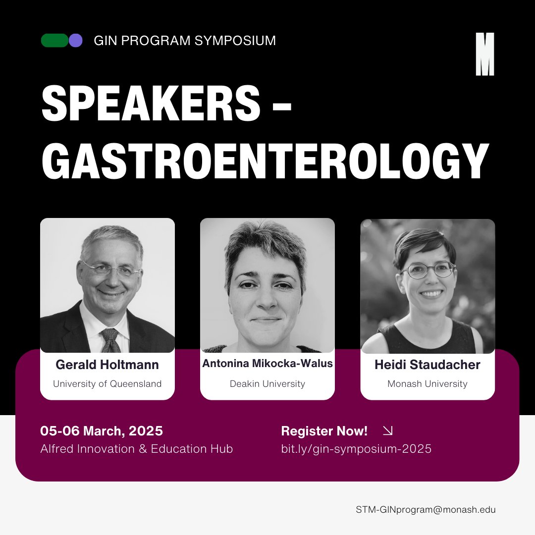 📢 Excited to announce the speakers for our Gastroenterology session at the GIN Symposium! 🌟 Prof Gerald Holtmann from Queensland will be our keynote speaker.
👉 Check out the full program &amp; register now: bit.ly/2025-sciprogram
#GINSymposium2025