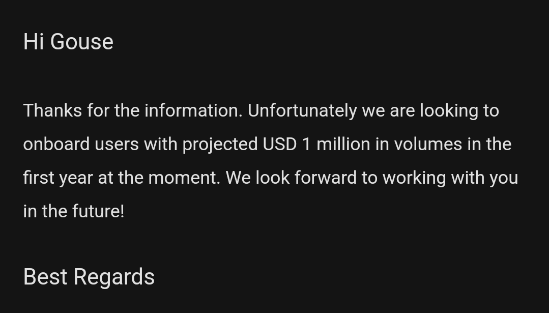 gousedec's tweet photo. Email from Stripe:
These kinds of e-mails are just making me think about building an alternative to Stripe. https://t.co/y7jXVb4Rj4