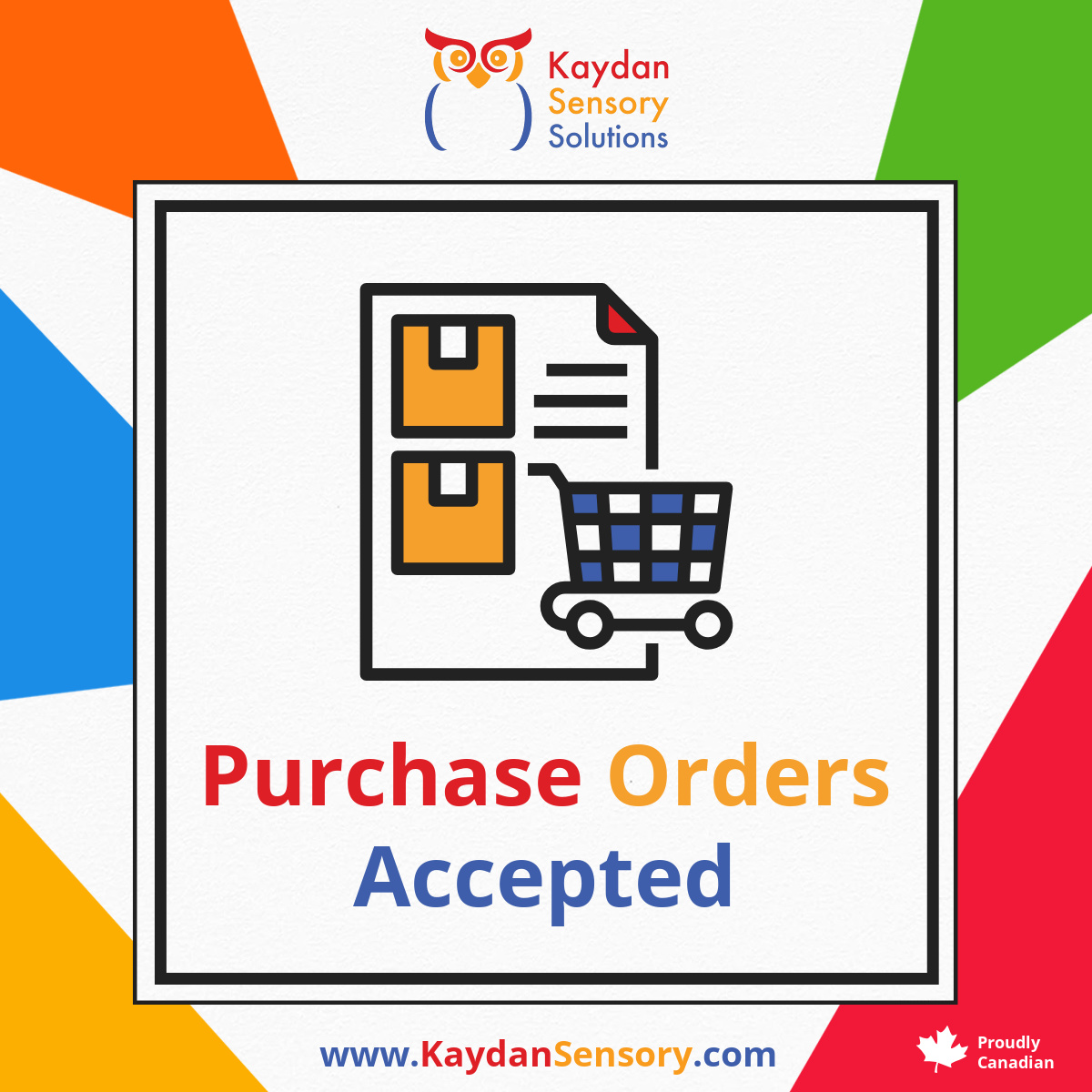 KaydanSensory's tweet photo. We are happy to accept P.O. forms from schools, daycares, clinics and more!

Give us a call today at 705-444-4447 or send us an email at info@kaydansensory.com

#SensoryToys #SensoryGames #TherapyProducts #PurchaseOrdersAccepted #ProudlyCanadian https://t.co/Ru00Y5xV2B