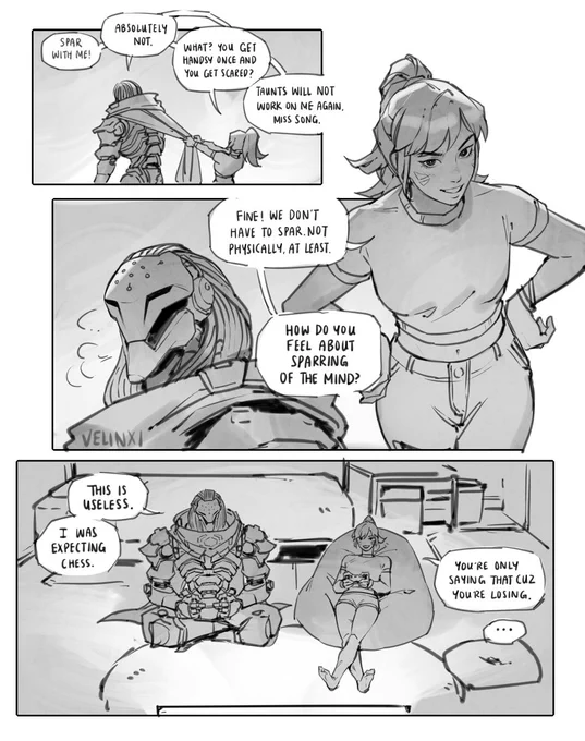 Ramattra joins Overwatch and finds an unexpected friend AU (part 3) #dvattra 
Dva refuses to learn shame 