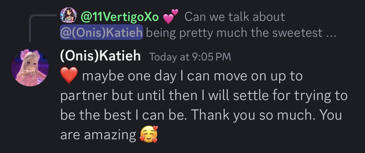 <a href="/BabyVapor/">👺 VaporBaby 👺</a> Thank you for believing in me. <a href="/11VertigoXo/">11VertigoXo💕</a> Thank you for your sweet words. Y’all are the best besties EVER! <a href="/therealnixxiex3/">Nixxie🎀</a> <a href="/BuildIntoGames/">BIG Games</a> Thank you for everything y’all do. Thank you for taking my time out of your days to do partner/staff applications. 🥰🥰🥰