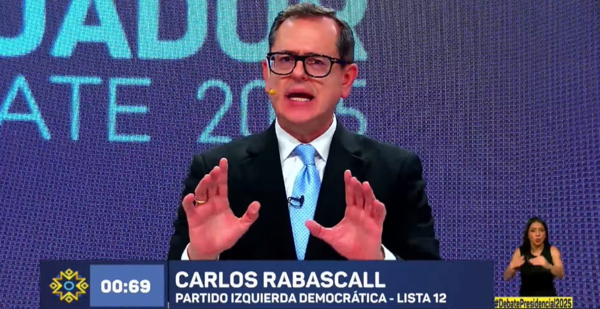 #DebatePresidencial2025 | Carlos Rabascall <a href="/rabascallcarlos/">Carlos Rabascall</a> propone un sistema de inteligencia que esté blindado ante el crimen organizado. Quiere contrainteligencia y reforzar la Policía. Además, dice, aplicará una gran reforma a la Función Judicial.