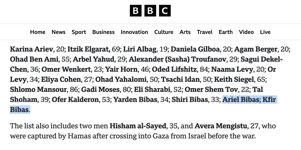 BBC too corrupted to list the ages of Ariel (5) and baby Kfir only TWO years old.