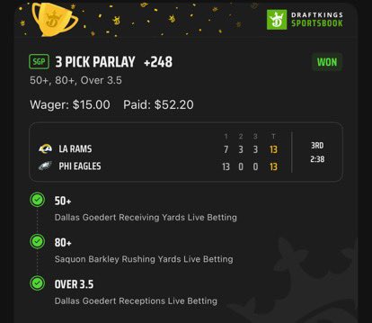 cwm92_'s tweet photo. @CodyBrownBets Solid 🫡 https://t.co/u0uKoKkHYP