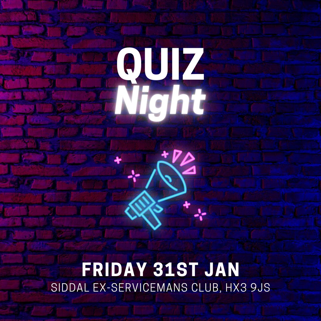 QuadRebuild18's tweet image. Join us on Friday, 31st January at Siddal Ex-Serviceman’s Club (HX3 9JS) for a fun-filled evening in support of Quad Rebuild 💗

💡 Test your knowledge
🎉 Enjoy great company
🤝 Support an incredible cause

📢 Stay tuned for more details!

#QuizNight #QuadRebuild