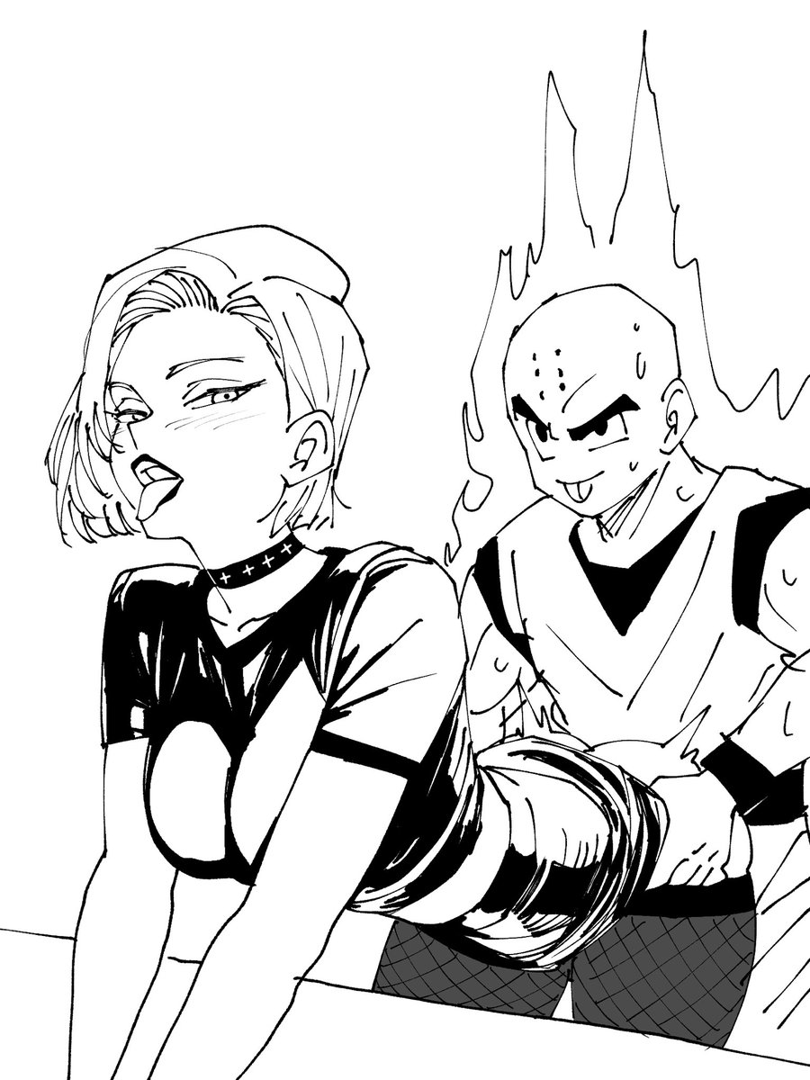 Krillin goes ultra instinct on goth androids 18, 

Open commission