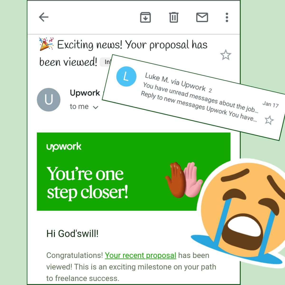 Almost landed my 1st Upwork job as a software developer! 🤩 Client wanted 13 web pages for $6 in 24hrs. No reply yet 😬. Getting that 1st job is tough, but hoping for a better project soon! ✨🌟
 #Upwork #SoftwareDeveloper