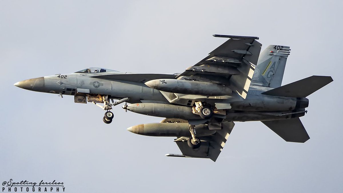 FercleosSpotter's tweet image. Arrival of 2 USN F/A 18 Super Hornets at LERT today.
166627 F/A-18F VFA-37/AJ212
168880 F/A-18E VFA-105/AG402