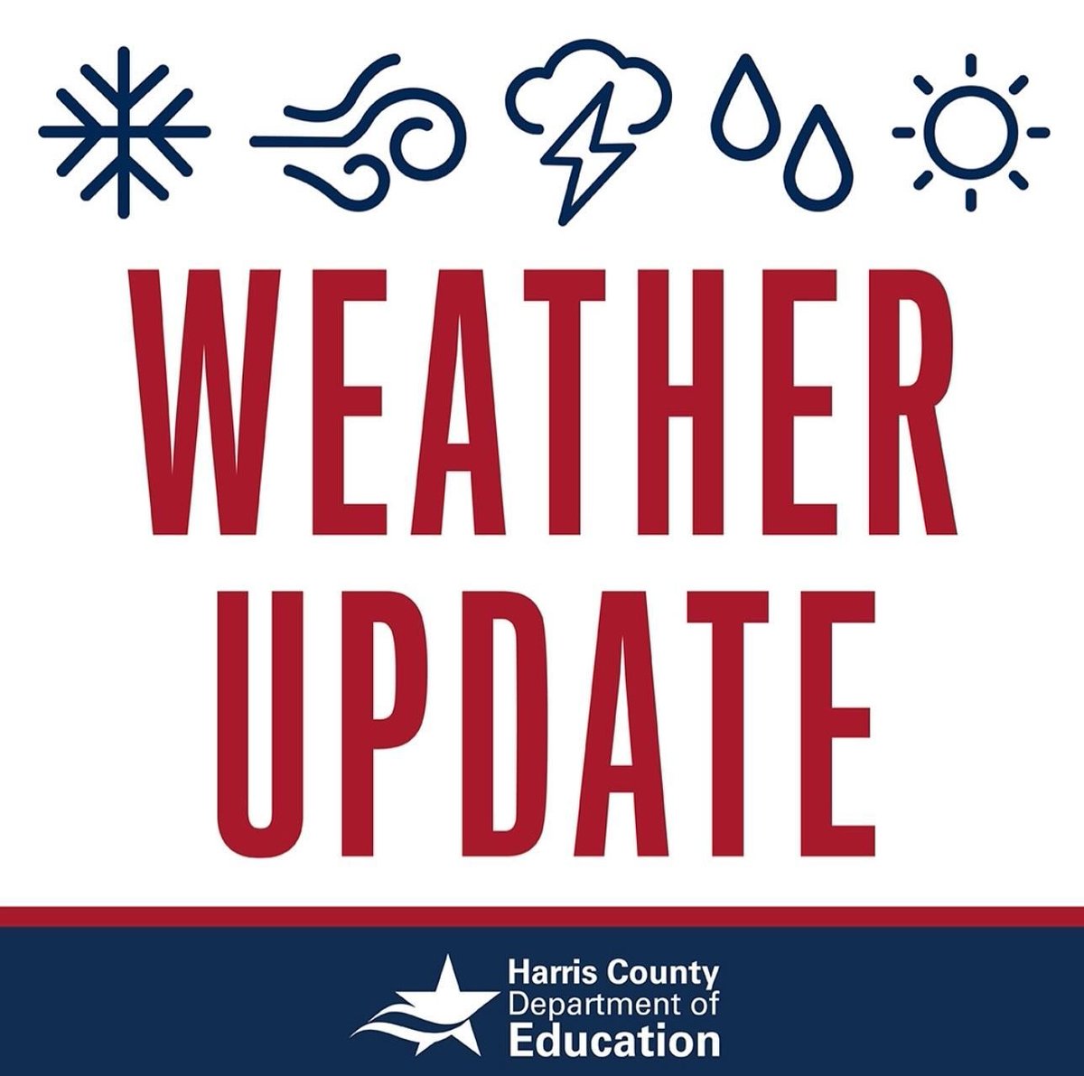 Due to predicted severe weather this week, all #HCDE facilities will be closed on Tuesday, Jan. 21 and Wednesday, Jan. 22. We will continue to assess the situation and provide updates as we receive more information. #weatherclosures