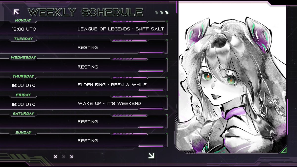 QuingCassia's tweet photo. New Schedule!
And help me out! What fruits can you eat with peel?
Artwork by @IamKyoki ♡
#VTuberEN #ELDENRING #LeagueOfLegends #Vtubers #Quing https://t.co/O0775JiBEb