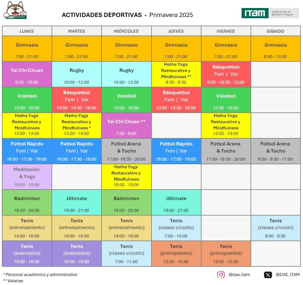 DAE_ITAM's tweet photo. Invierte tiempo en tu #Bienestar‼️
Practica #deporte #ITAM ⚽🏀🏐🎾🏈🏓🥏🧘🏻♀️🤸🏾♂️♟️🏋🏽♂️🏸
🖋️ respinosa@itam.mx
#DAE @ITAM_mx - Subdirección de Bienestar Integral
#ProgramaITAMwellbeing #Deportes #SomosColmillos🐺 #ExcelenciaHumana @HVivesSegl
@YogiFrancoise @elsupuesto @aef_itam https://t.co/liOFunoM8n