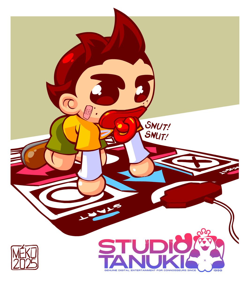 studio_tanuki_'s tweet photo. After this little trip to the year 2000, return to 2025! (or almost) since it's BABY BEN! isn't he cute? The question I was asked was actually whether he was already playing Bust-a-para-dance in his mother's womb? I very rarely draw it even though I love it a lot… •bentonari #bunnymaloney #pinpinlelapin #meko #mekolai #studiotanuki #human