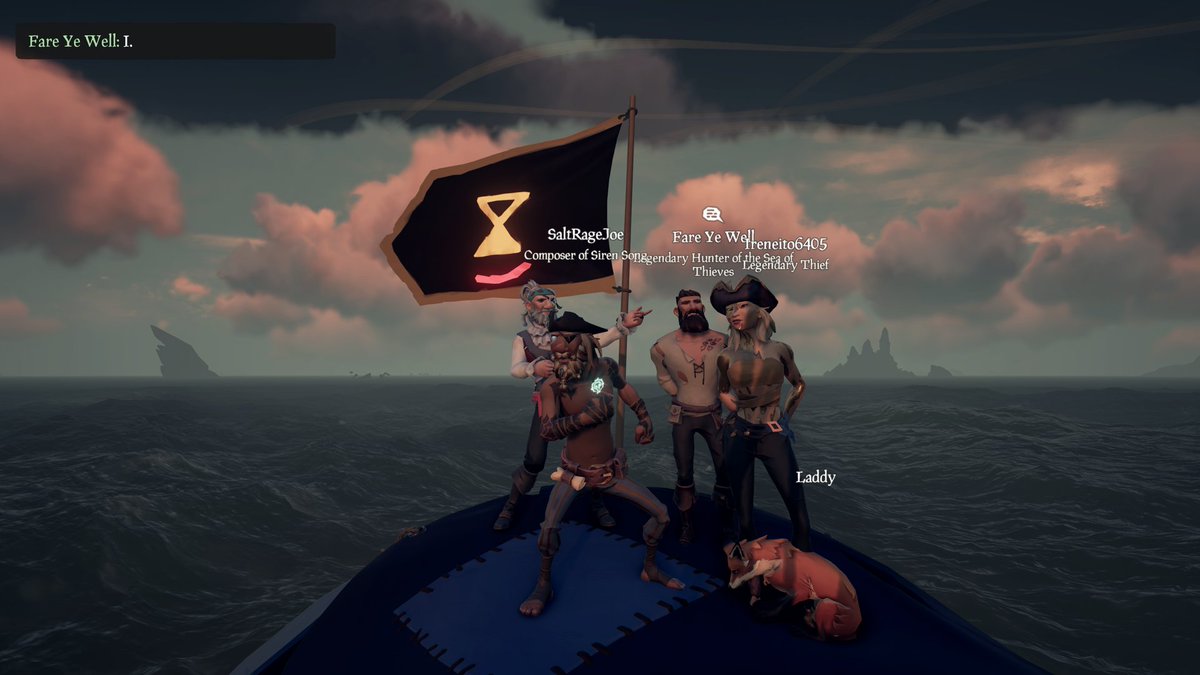 Ran into some great folks out on the Sea @SaltRageJoeArt ,<a href="/Ireneito_/">Irene</a> and <a href="/Fare_Thee_Well_/">Fare Thee Well 🌿</a> ,so good to see such legends out there!!#SeaOfThieves <a href="/SeaOfThieves/">Sea of Thieves</a> #bemorebilgerat #BeMorePirate