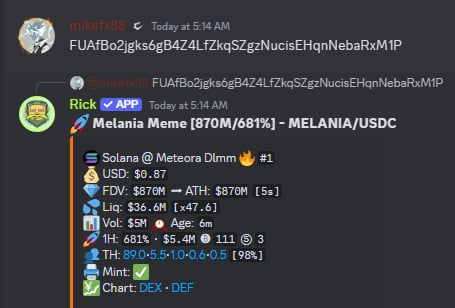 ZygfridS's tweet photo. Quick play on $MELANIA sold initials, riding the rest!

Scanned in my private at 600m marketcap.

Called on my channel at 2b marketcap!

My community's been eating for the past weeks. Should I make a private channel? Comment below! 👇 https://t.co/5r20sIlEG1
