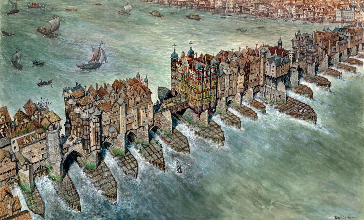 Aristocratic Fury (@landsknechtpike) on Twitter photo Another modern reconstruction of how the London Bridge looked like around year 1600.
It was a bridge of imposing beauty, full of lively houses and shops!
Foreign observers were in awe when they saw this bridge. A Frenchman wrote in 1578:
"A great and powerful bridge, the most Another modern reconstruction of how the London Bridge looked like around year 1600.
It was a bridge of imposing beauty, full of lively houses and shops!
Foreign observers were in awe when they saw this bridge. A Frenchman wrote in 1578:
"A great and powerful bridge, the most