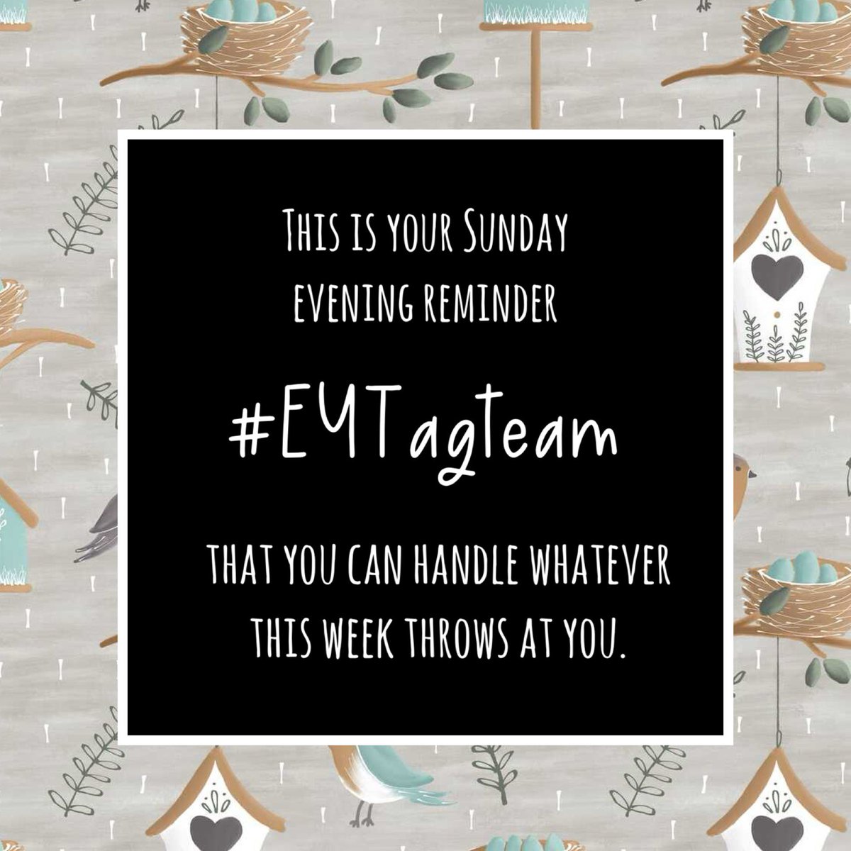 EYTagteam's tweet image. This is your Sunday evening reminder #EYTageam that you can handle whatever this coming week throws at you; we are only ever a DM away. 

Remember we are always #StrongerTogether. 

Stay safe and we wish you all a good week ahead. 

#EYTagteam #BeKind