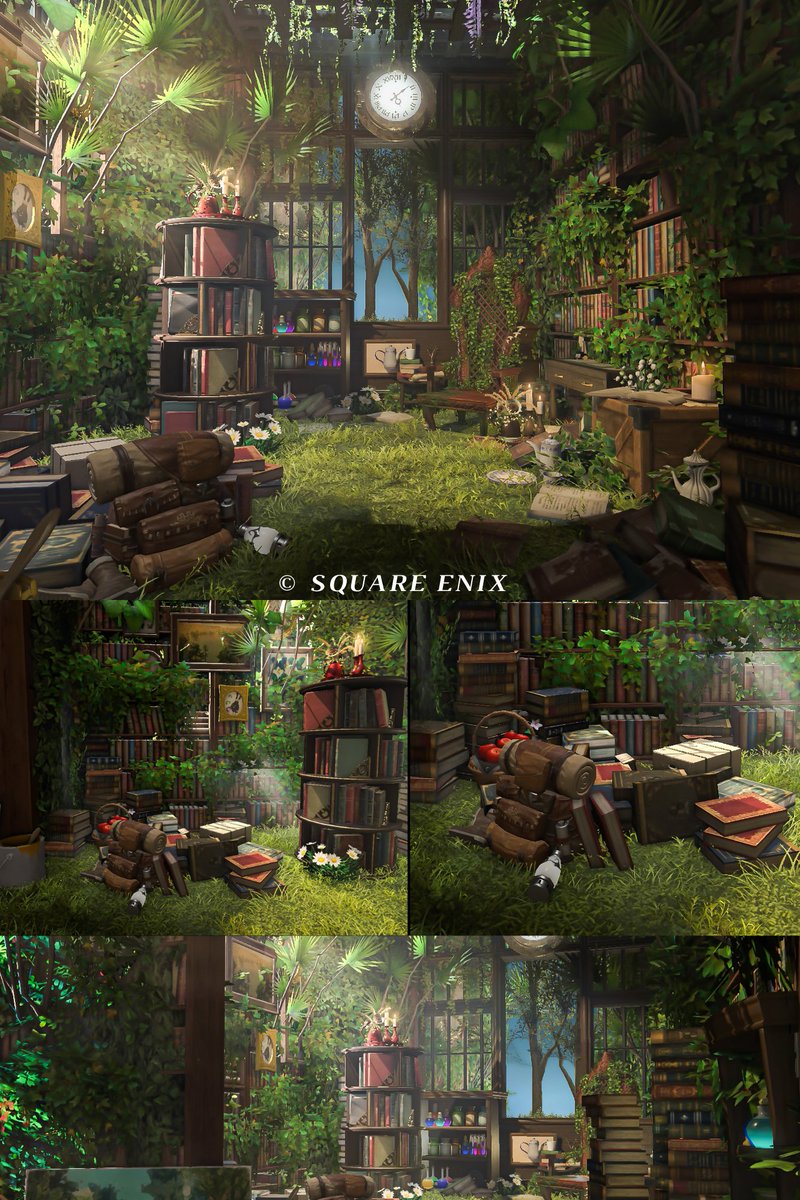 「時の流れ」

本と植物の最強コンビ📖🌿
植物が侵食している雰囲気にしてみました🌿

住所はリプに繋げます↓
#FF14ハウジング  #KH_housing
#FF14housing