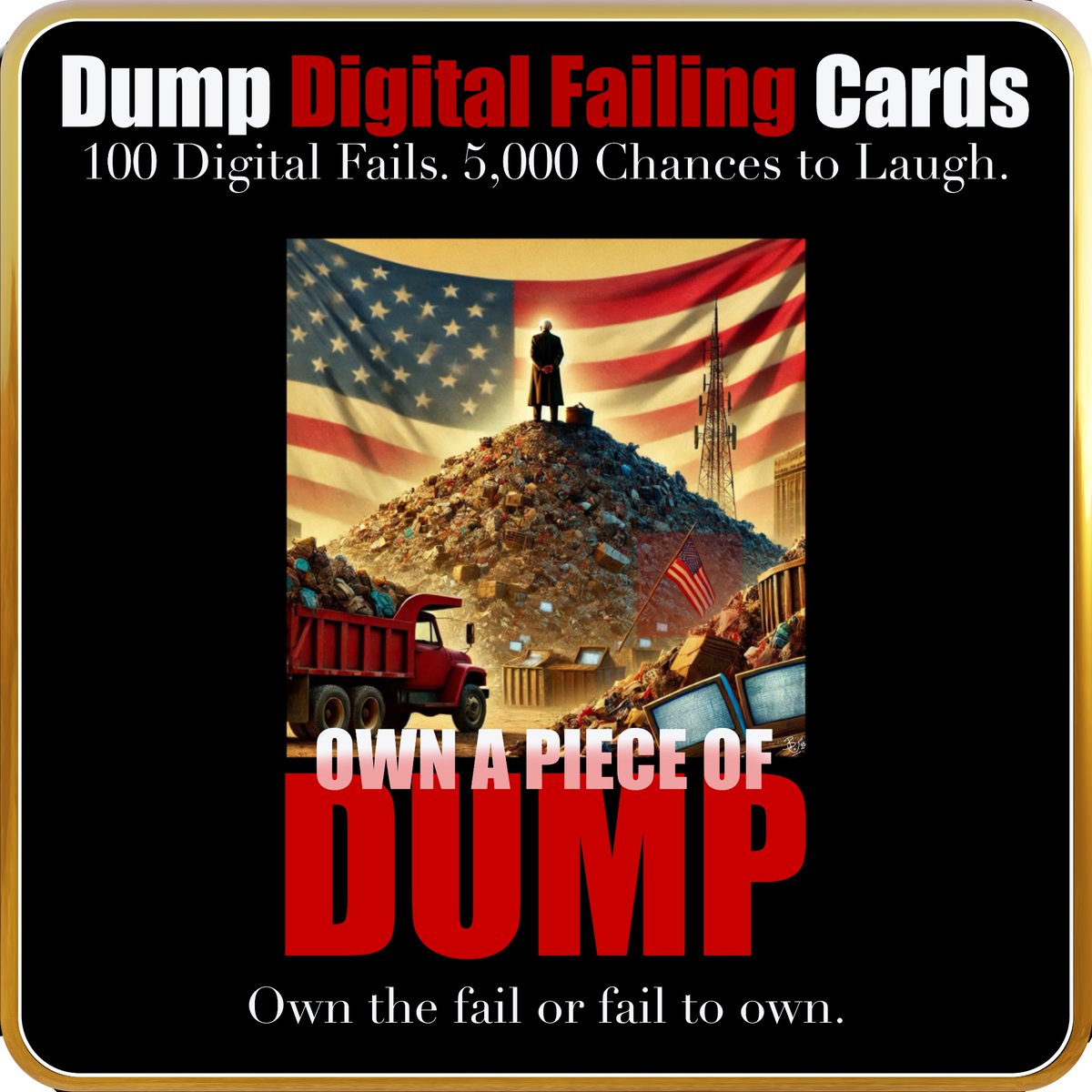 DumpDeployer's tweet photo. 🚨 Launching Soon! 🚨
Introducing the “Dump Digital Failing Cards” NFT Collection - Own A Piece Of Dump.
🚀 January 20, 2:30 pm (ET)
🚮 5,000 Cards - 100 unique fails - 50 editions
🔗 https://t.co/x6cKic9rFW
#NFT #DigitalFails #CryptoArt #CollectDumpCards https://t.co/saYktHnOFn
